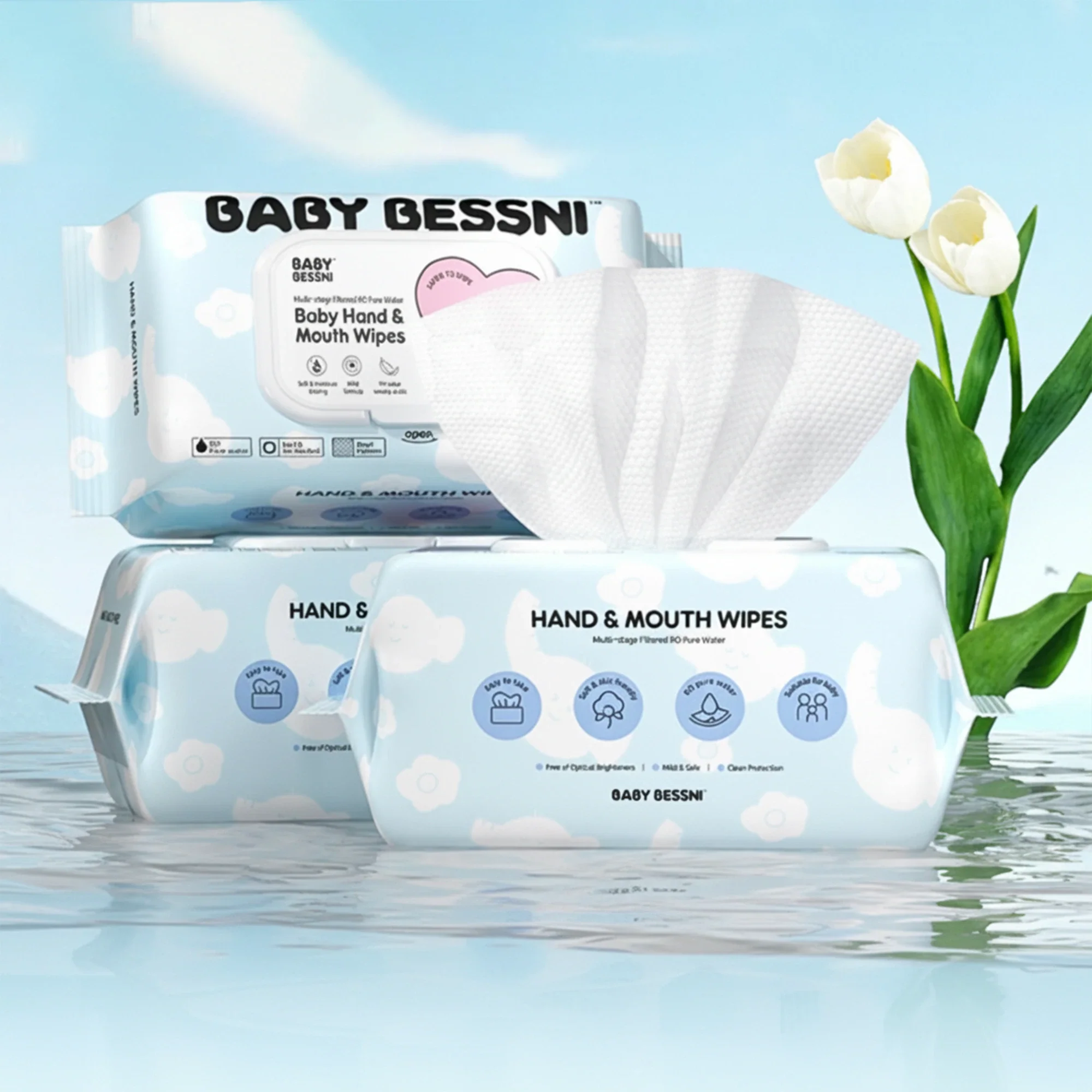 مناديل مبللة لليدين والفم 100 قطعة/حبة - Image 3