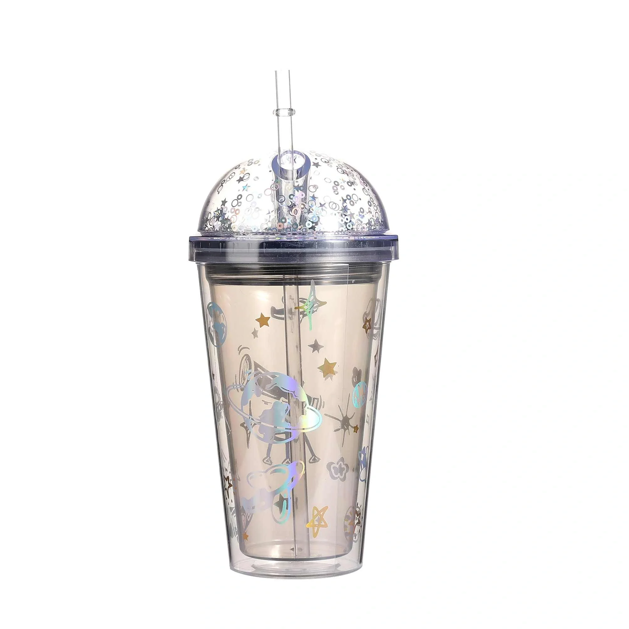 كوب ماء بماصة مزين بطباعة 450 مل - Image 3